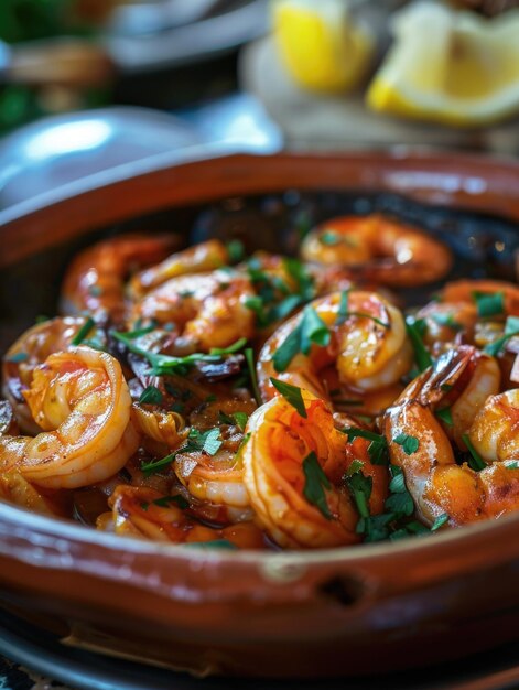 Photo shrimp and vegetable bowl