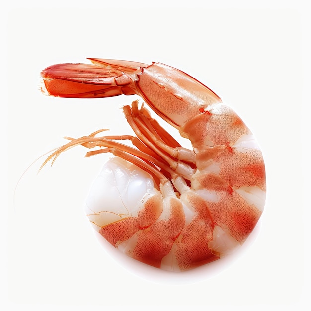 Photo a shrimp with tail on white background