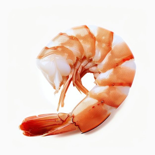 a shrimp with tail on white background