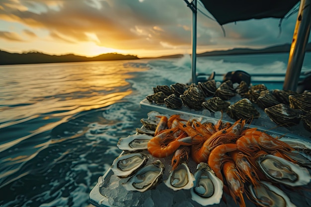 写真 海でボートに乗っているカニ