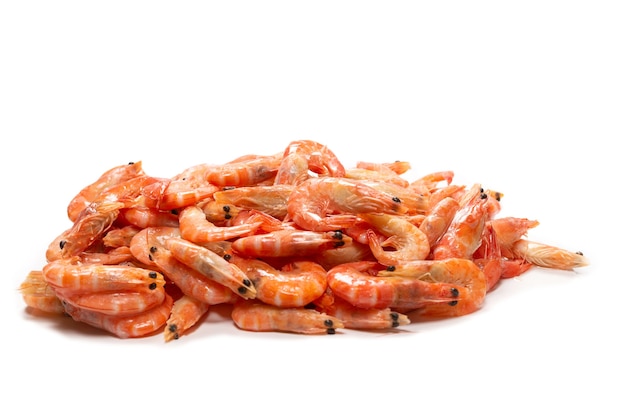 Photo shrimps isolated on a white surface.