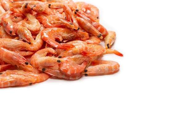 Photo shrimps isolated on a white surface.