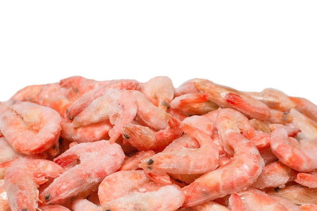 Shrimps isolated on a white surface.