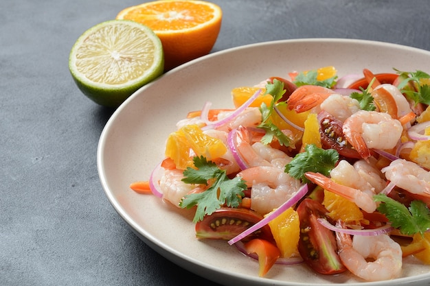 Shrimps marinated in oranges and lime