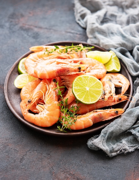 Shrimps served on a plate