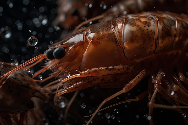 Foto gamberetti sfrigolanti in padella all'aroma delle spezie delizia di mare cucinata alla perfezione