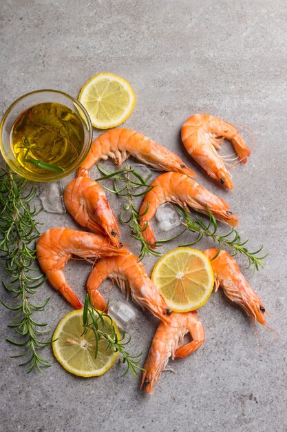 Shrimps on stone background