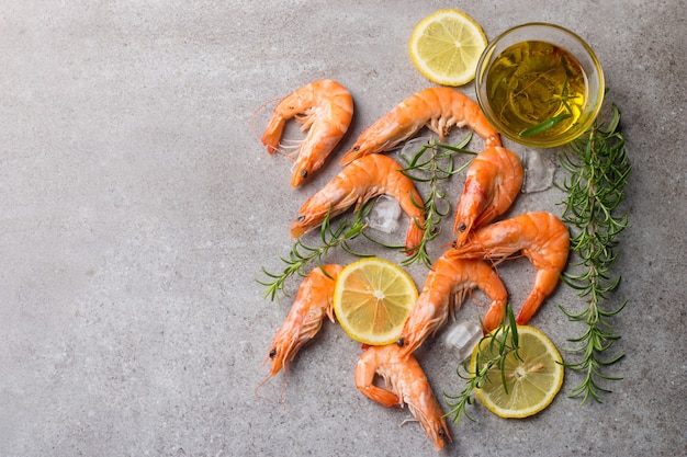 Shrimps on stone background