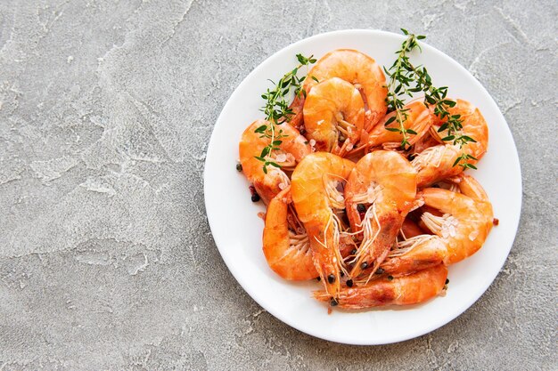 Shrimps on a White Plate