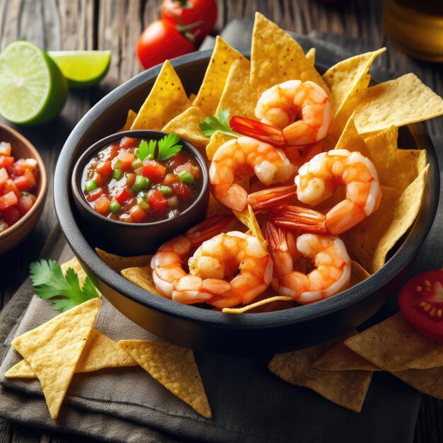 shrimps with lemon and lime food background