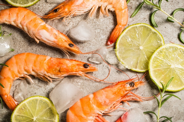 Shrimps with lime and rosemary.