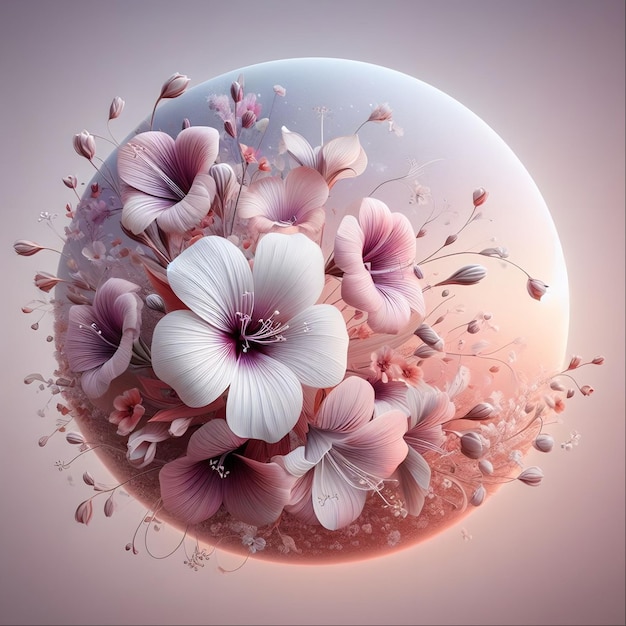 Цветок кустарника Алтеи в стеклянном шаре