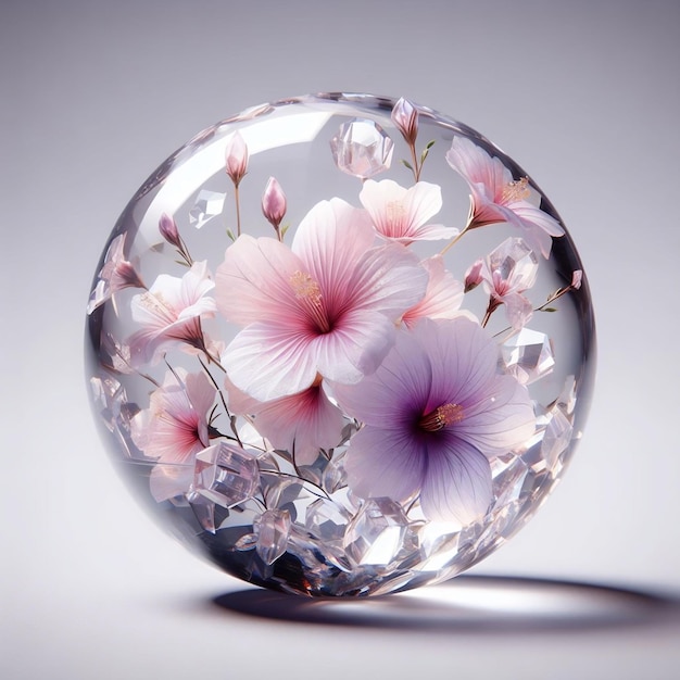 Shrub Althaea flower in glass orb