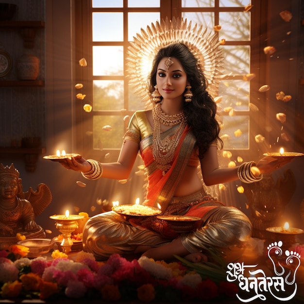 Foto shubh dhanteras felice dhanteras augura dhanteras banner sui social media sfondo di dhanteras