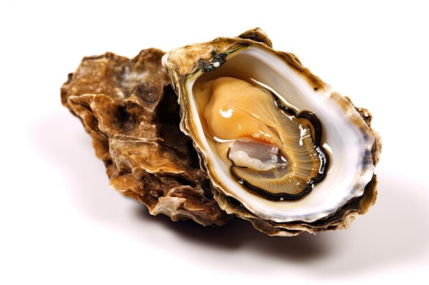 Shucked Oyster On White Background