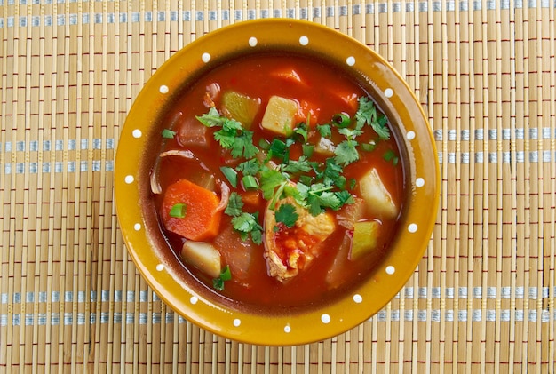 Shurpa - Uzbek cuisine Ñ turkey soup with tomatoes