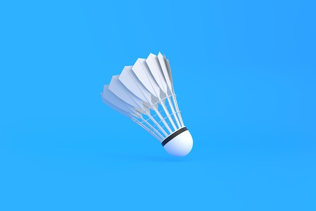 Photo shuttlecock on blue background 3d render illustration