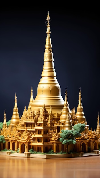 사진 3d 크래프트와 고립된 배경으로 미마의 shwedagon pagoda