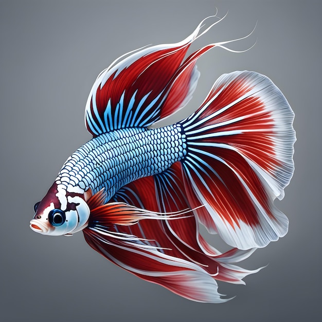 Сиамская рыба с красными, белыми и синими цветами, сгенерированными изображениями