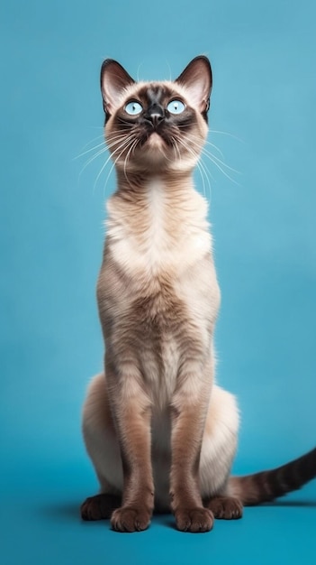 A Siamese on blue background