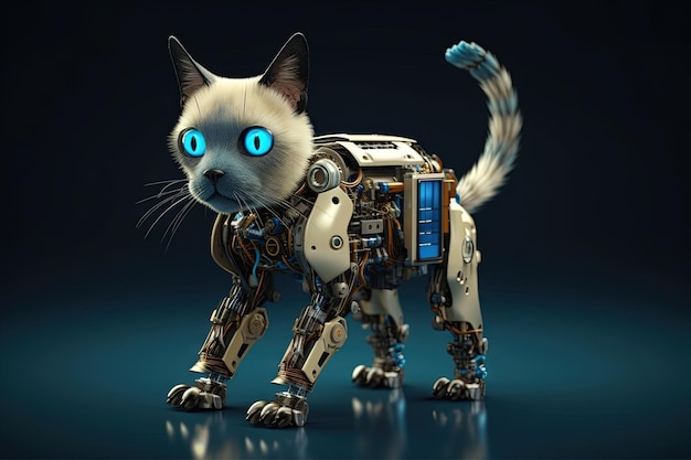 Siamese Cat cyborg animal illustration generative ai