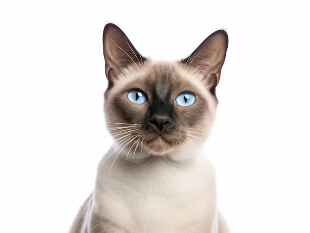 Siamese Cat Studio Shot Isolated on Clear Background