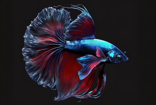 Siamese fighting fish or betta fish isolated on a dark backdrop idea for fine art design