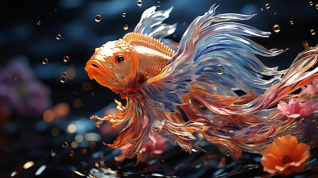 siamese fighting fish HD 8K wallpaper Stock Photographic Image