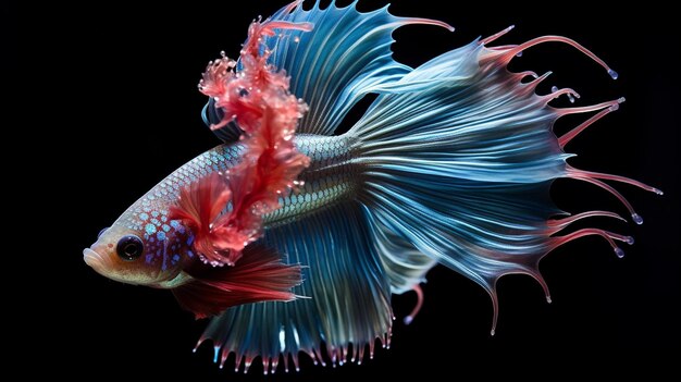 Photo a siamese fighting fish with tiny plastic background