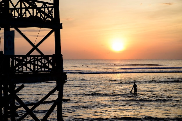 Siargao Cloud 9 Surf. Pier bij zonsopgang. Eiland, Filippijnen