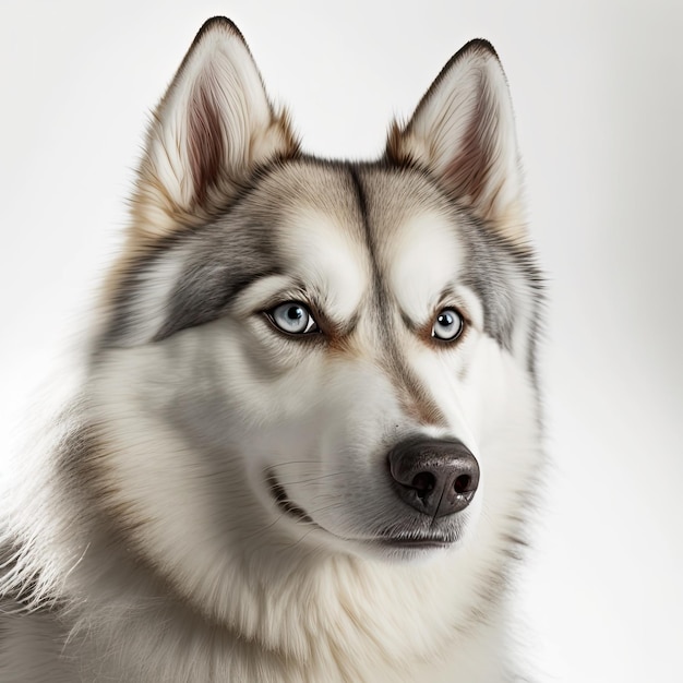 Siberian Huskie dog isolated on white background Generative AI