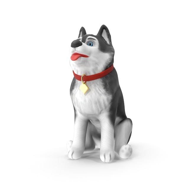 Photo siberian husky 3d modeling psd file realistic pet dog