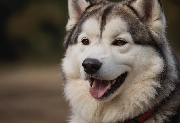 Siberian husky dog closeup portrait