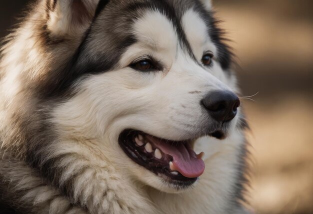 Siberian husky dog closeup portrait