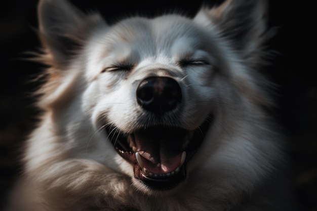 Siberian Husky dog closeup Selective focus Ai generated