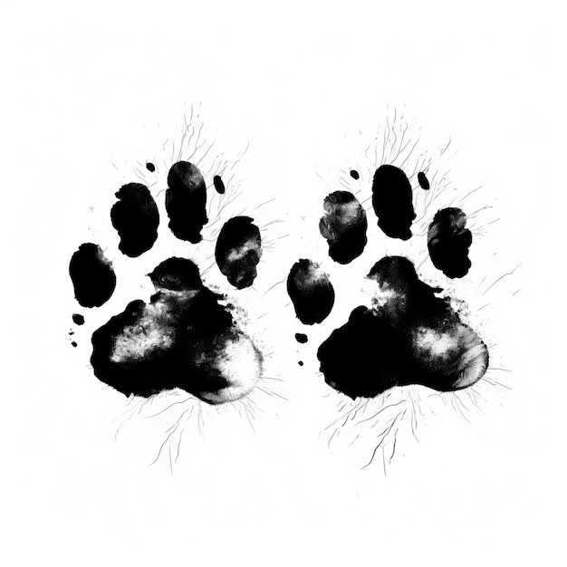 Photo siberian husky paw prints graphic illustration in yuumei style