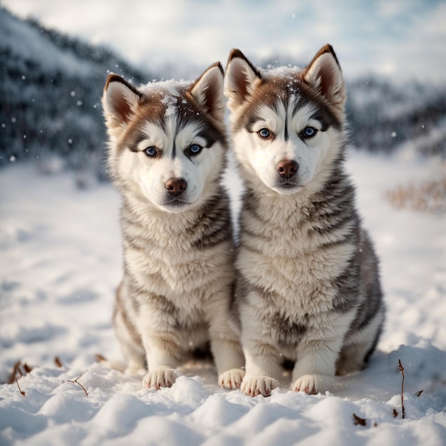 Siberian Husky in a snowy winter landscape capturing its majestic appearance