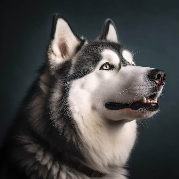 Siberian Husky studio portrait for cover grooming salon dog food Generative AI