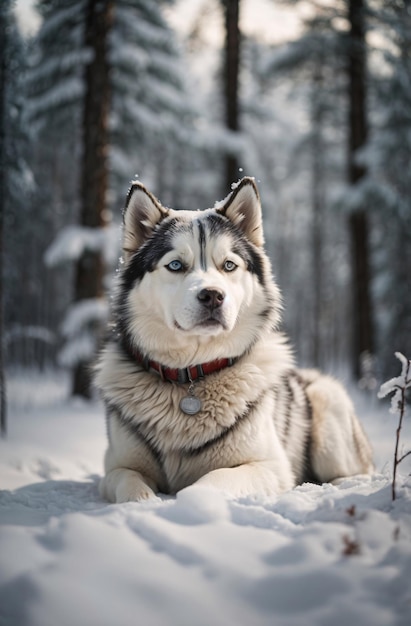 Siberian Husky Wandering in The Woods