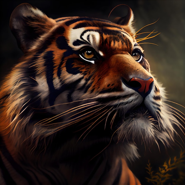 Siberian Tiger Portrait Wild Animal Digital Painting