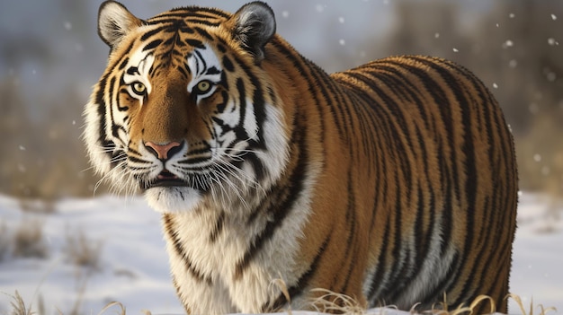 Амурский тигр в снегу генеративный ИИ