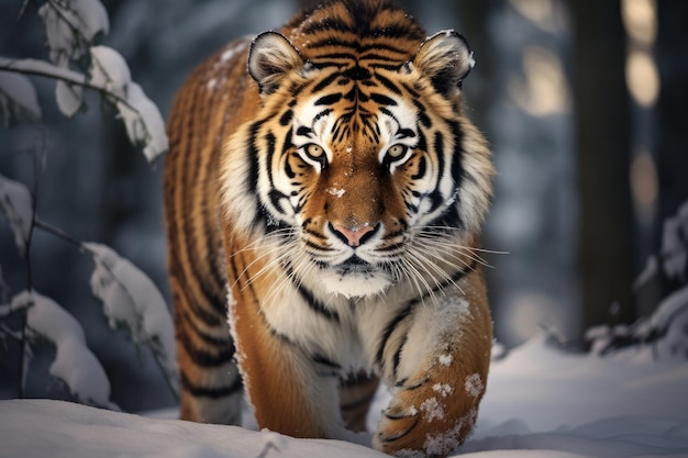 Siberian tiger in a snowy landscape