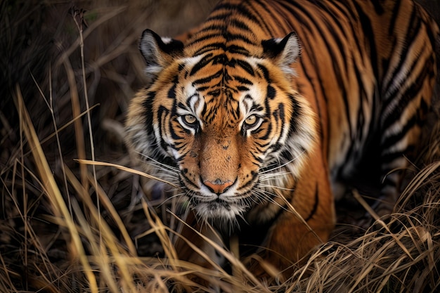 Siberian tiger in the steppe