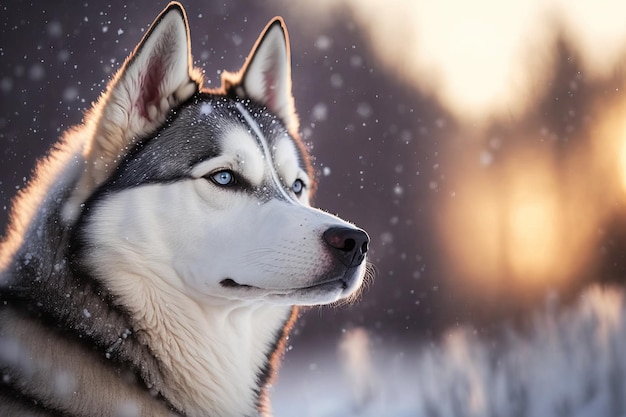 Siberische Husky in een winterse setting