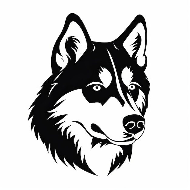 Siberische husky pictogram vet zwart-wit vectorillustratie