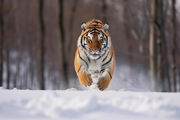 Siberische tijger loopt in de sneeuw