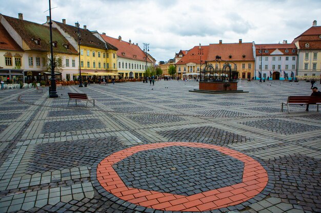 Sibiu Medieval street with historical buildings in the heart of Romania