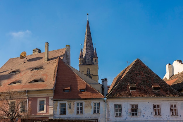 Sibiu, Roemenië. Evangelische Kathedraal in het centrum van Sibiu, Transsylvanië