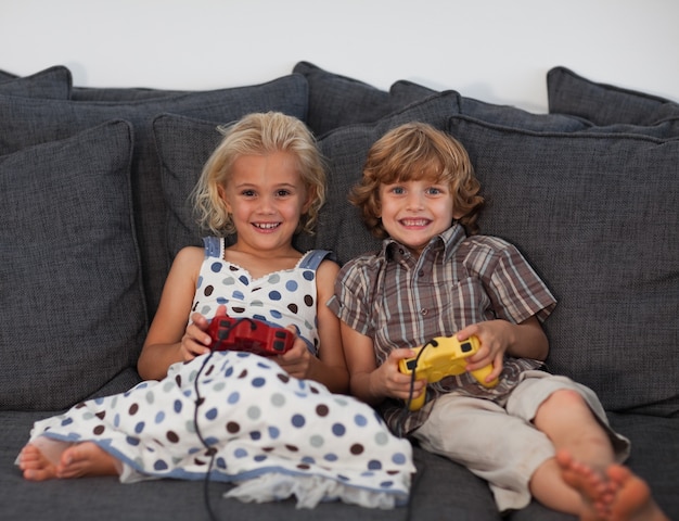 Sibling playing video games