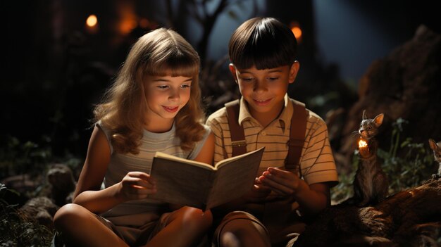 Photo siblings organizing an easterthemed movie wallpaper